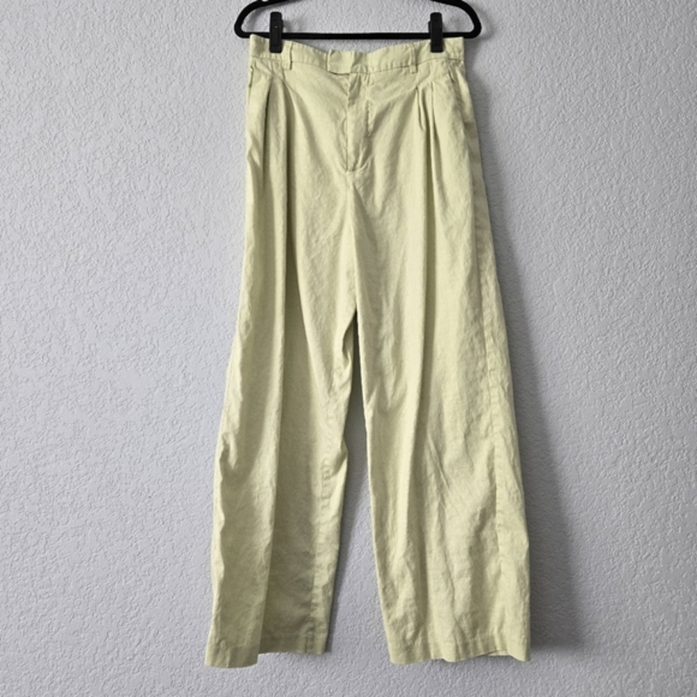 Rails Marnie Wide Leg Pleated Linen Blend‎ Pants Apple Green Size 12 High Rise